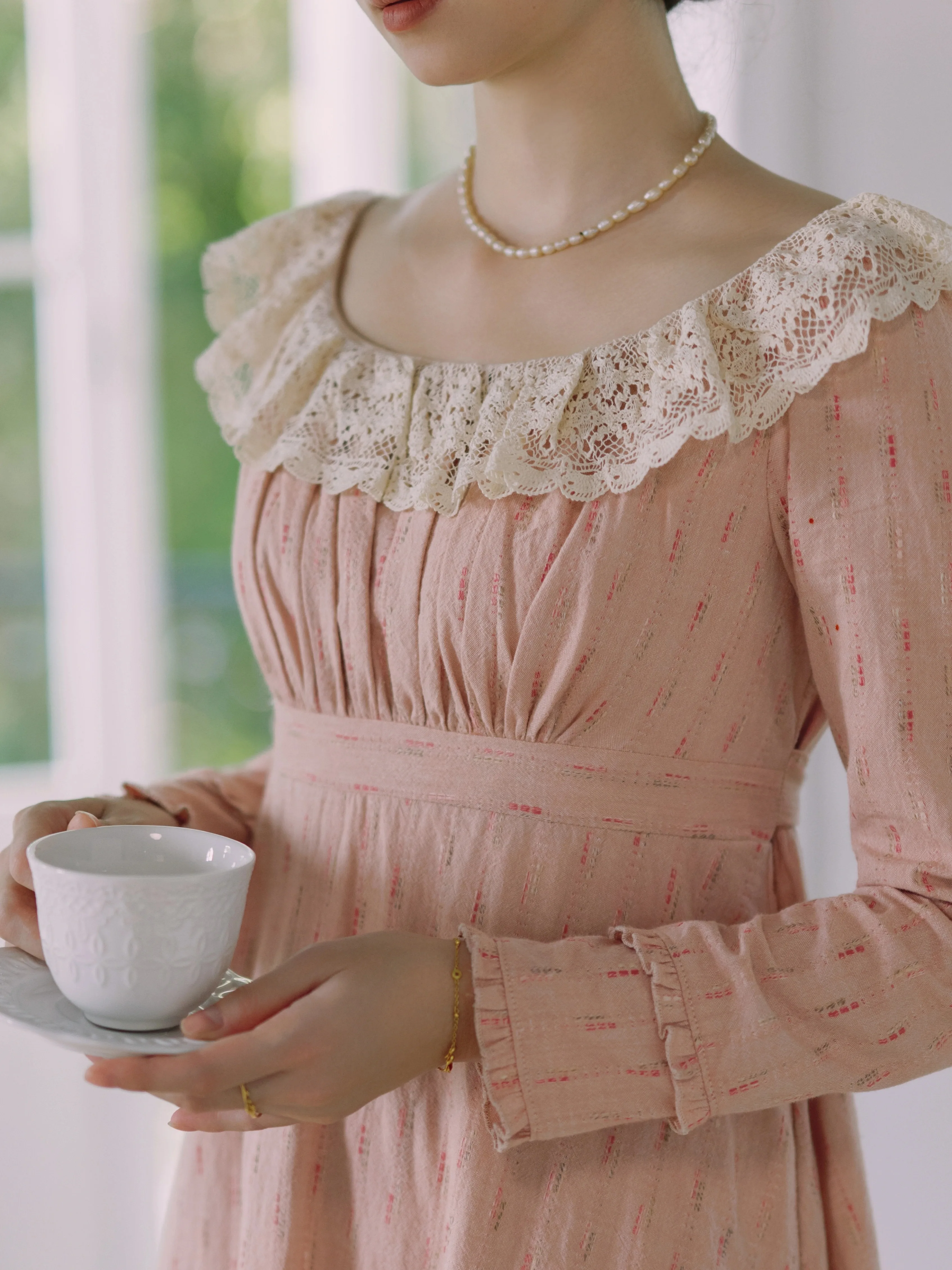 TIYIHAILEY Spring Au Women 100% Cotton Dress Full Sleeve Long Maxi Ladies S-XL Vintage High Waist 2025 New O Neck Lace Patchwork