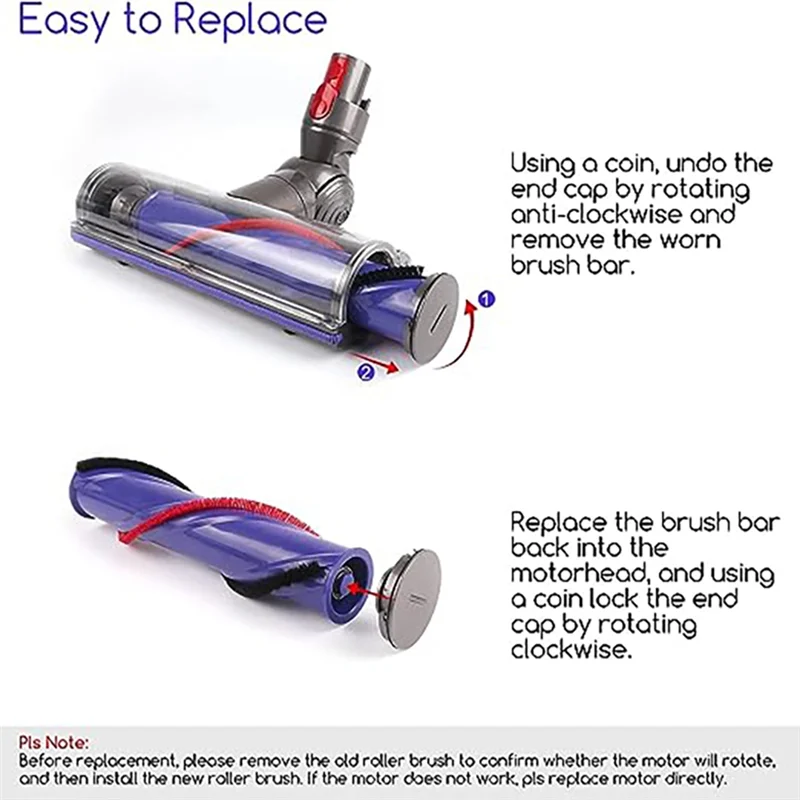Турбинная щетка для Dyson V7 V8 V10 V11 V15, моторная щетка с высоким крутящим моментом, пылесос с прямым приводом, роликовая щетка, щетка для пола