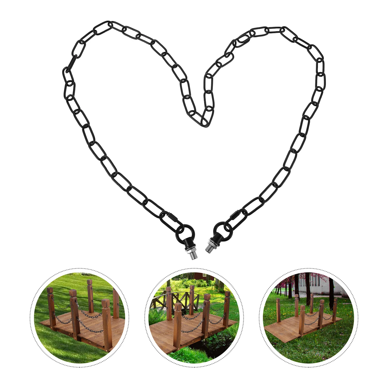 

2 Sets Garden Bridge Chain Rails Black Iron Decorative Outdoor Hanging Chains For Swing Bird Feeder Lantern Basket Plant Hangers