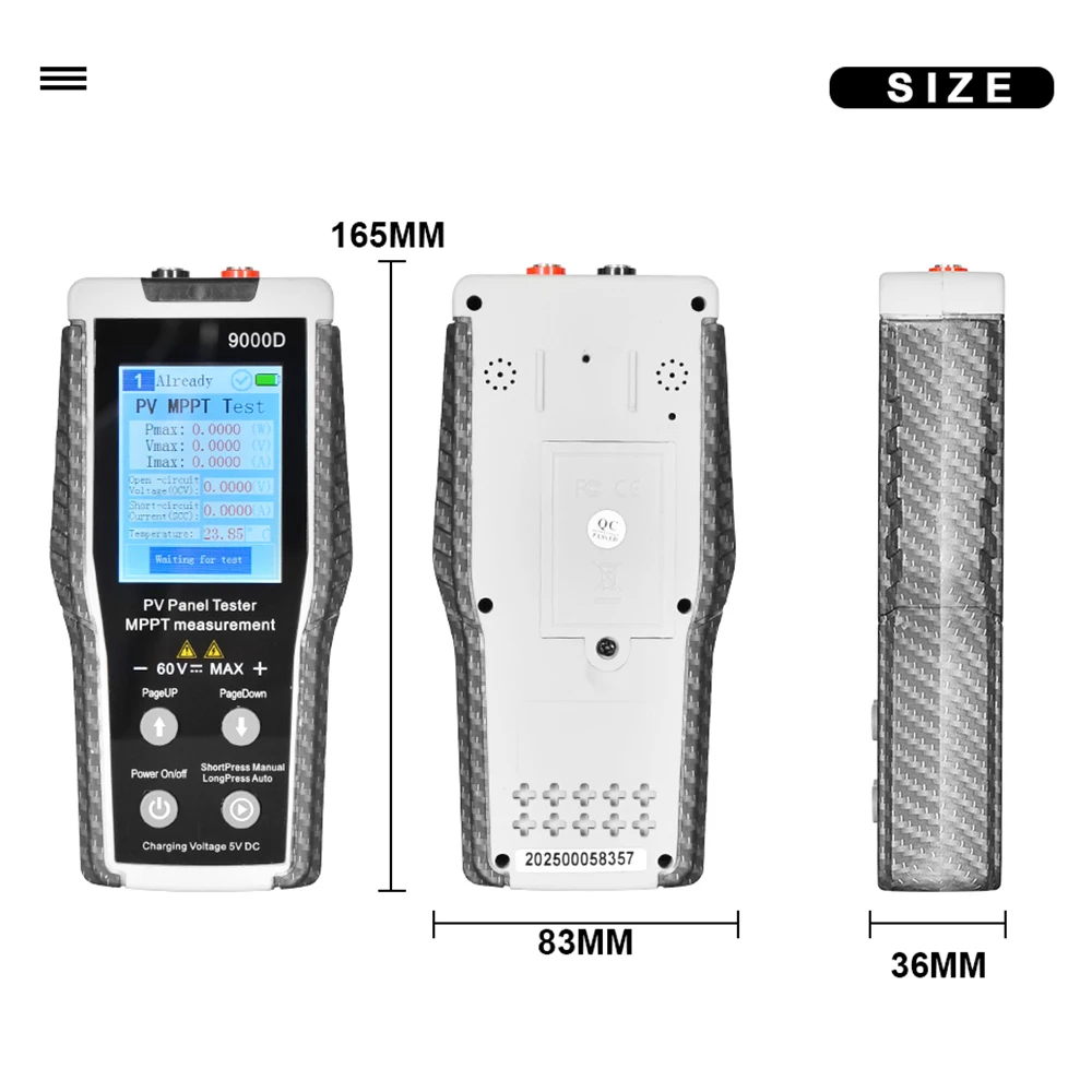 

HP-9000D MPPT Solar Power Analyzer Tester 5-800W 12-60V DC 2.8 Inch TFT LCD Display PV System Diagnostic Tool with Data Logger