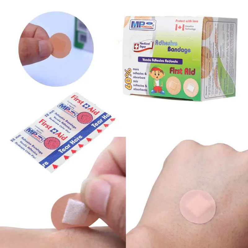 100Pcs Adhesive Round Wound Plaster First-Aid Circle Ring Bandage 22mm Drop Shipping