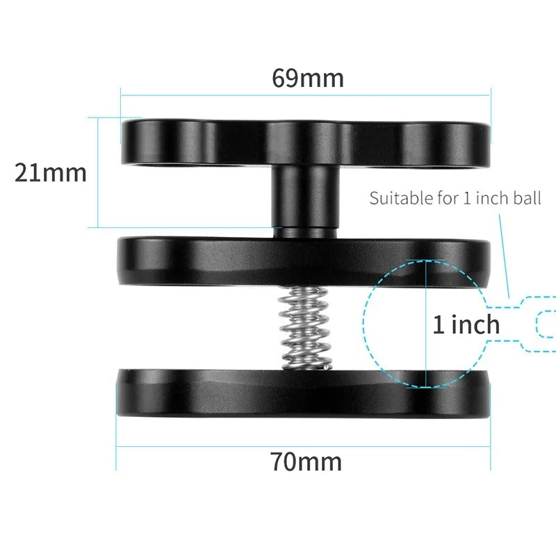 Ball Clamp Butterfly Clip For Double 1 inch Ball Mount Connector Underwater Diving Light Arm System For Camera Accessories