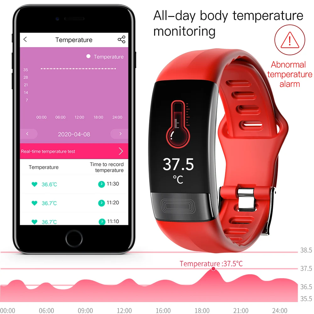 Smartwatch مراقبة درجة حرارة الجسم معصمه ECG PPG ضغط الدم HRV اختبار الساعات الذكية الرجال النساء النوم إنذار تنبيه تذكير