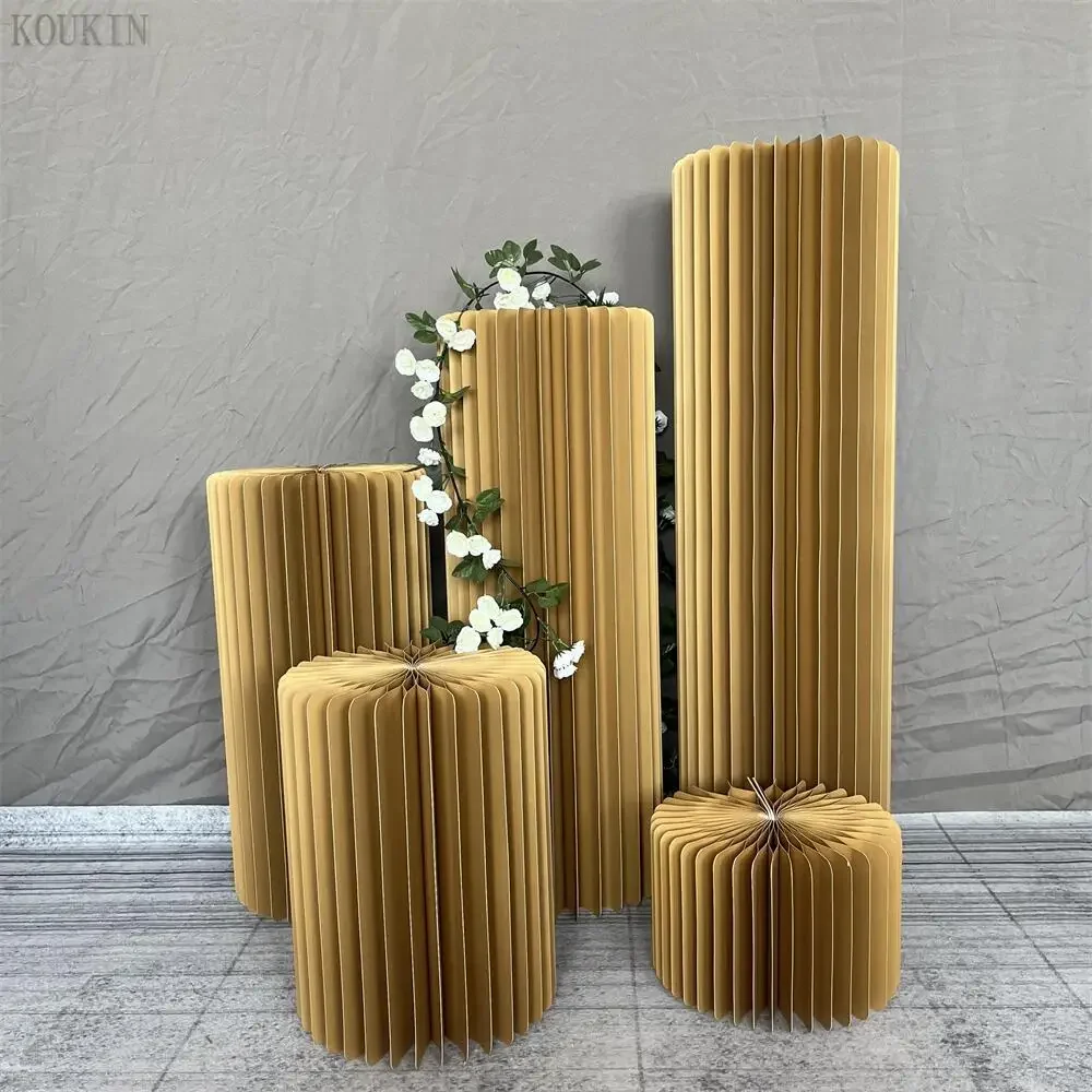 Cylinder Column Holder Wedding Dessert Table Cake Gold Flower Crafts Toys Stand Birthday Party Decor Welcome Store Display Rack