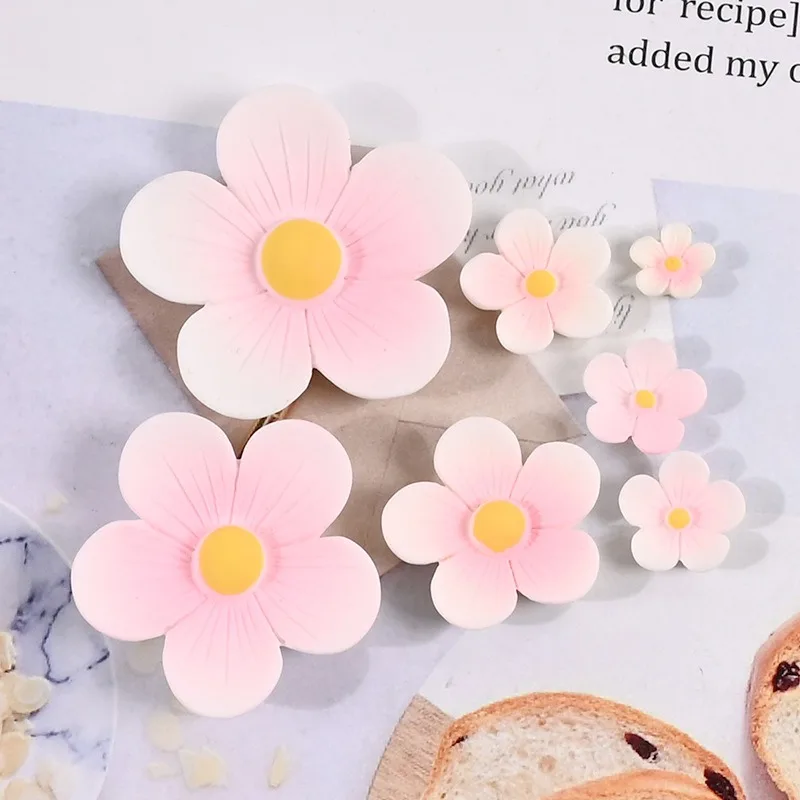 10pcs Pink Cherry Blossom Flat Back Cabochon Scrapbook DIY Embellishments Charm Accessories Flores de Resina Para Manualidades