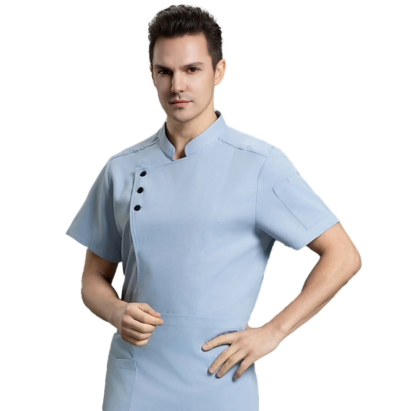 Uniforme Restaurante de manga curta para Mulheres e Homens, Casaco Cozinha, Cozinhando Jaqueta, Roupas Chef, Cozinheiro Camisa, Café Workwear, Food Service, Uniforme Hotel