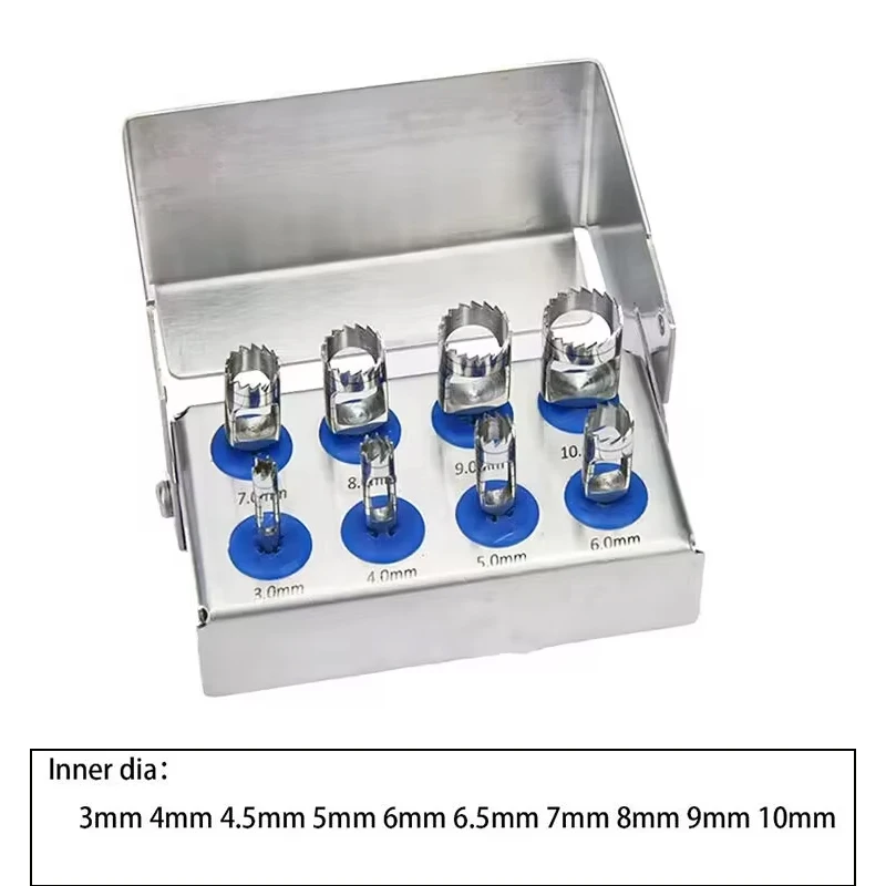 

8Pcs Dental Trephine Drill Implant Kit - Medical Stainless Steel, Autoclavable, Low Handpiece Bit for Precision Implant Surgery