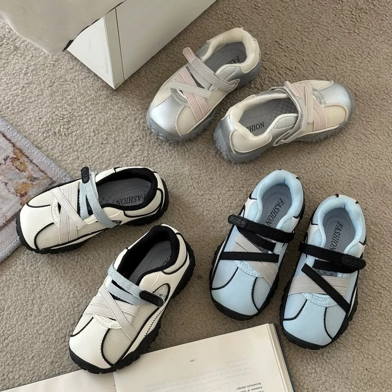 Little Girls Cross Strap Sneakers 2026 New Summer Kids Ballet Sneakers Soft Sole Breathable Trendy Versatile School Outdoor Play