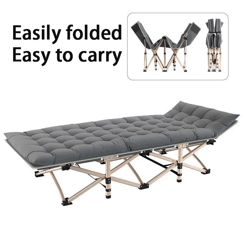 

Camping equipment metal multifunctional Outdoor With Pillow Portable travel foldable clamshell camping cot folding bed