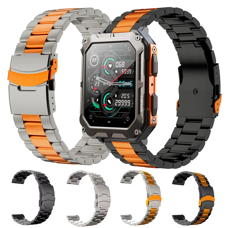 Correa de reloj de Metal de 22mm para nuevo reloj inteligente C20 Pro, Correa de acero inoxidable para C20 Pro, pulsera de Metal para hombres y mujeres, Correa