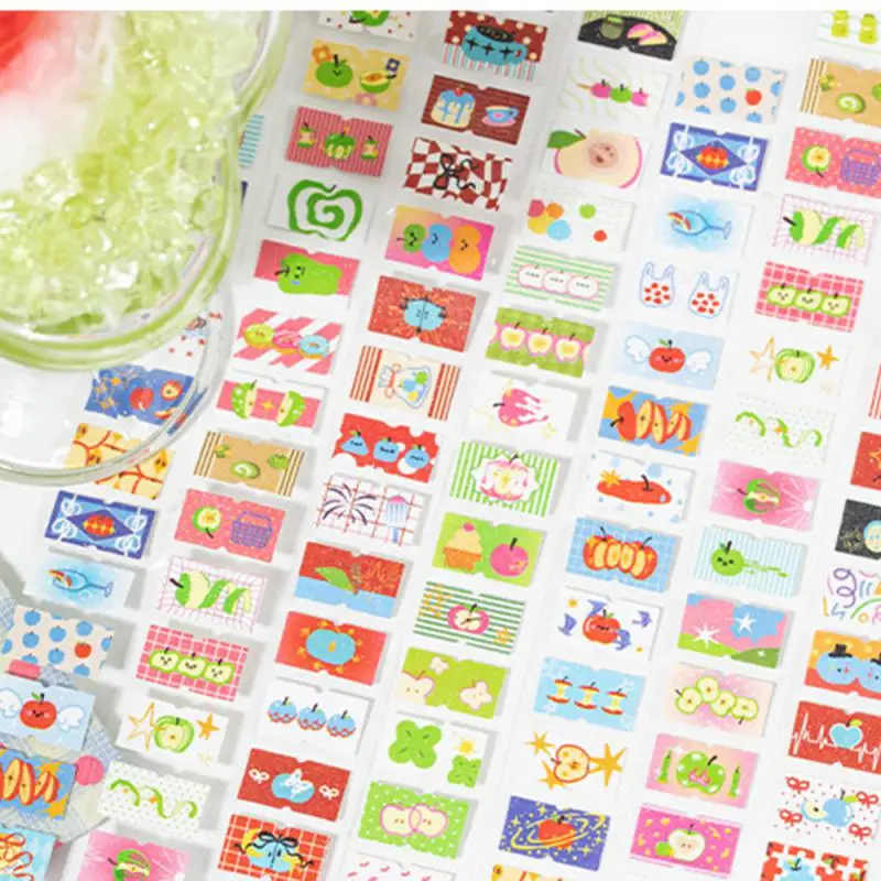 1 Roll New Cartoon Apple Fantasy Series Die Cut Label Stickers Diy Scrapbook Decoration Diary Junk Journal Aesthetic Stickers