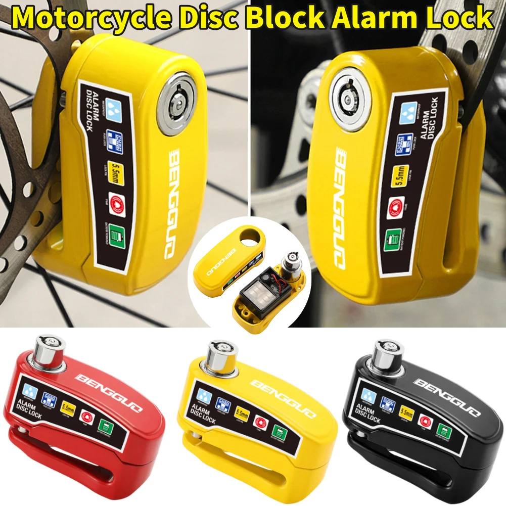 

Motorcycle Alarm Lock Wheel Disc Brake Lock with Key Waterproof Aluminum Alloy Anti-Theft Scooter Alarma Disc Security Brakelock
