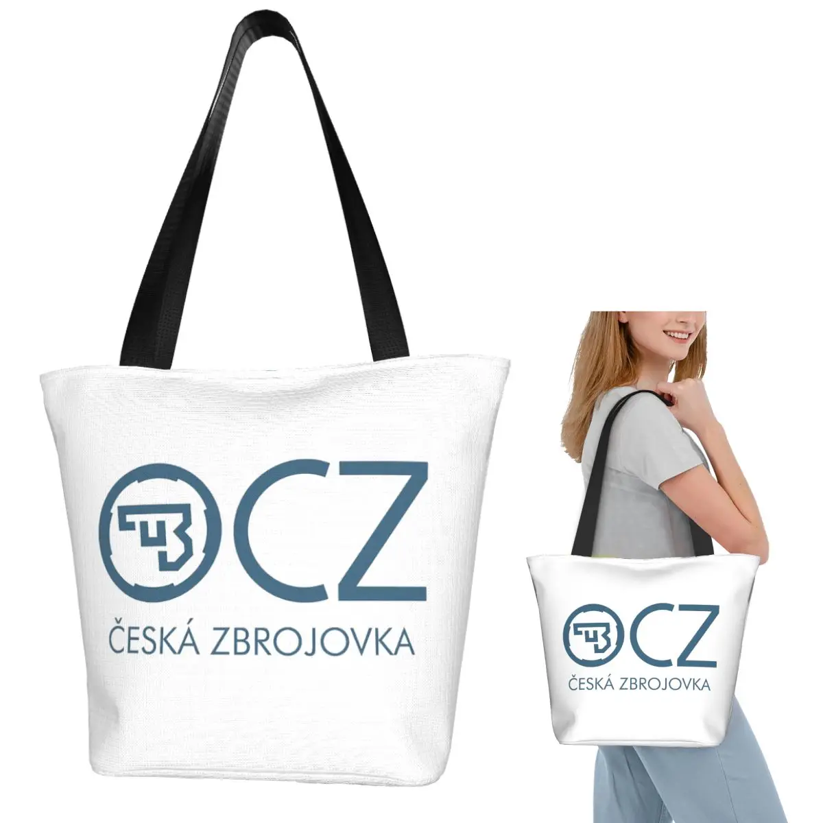 

Ceska Zbrojovka CZ (1) Shopping Tote Bag Canvas Large Capacity Shoulder Bags Shopper Grocery Handbag for Women