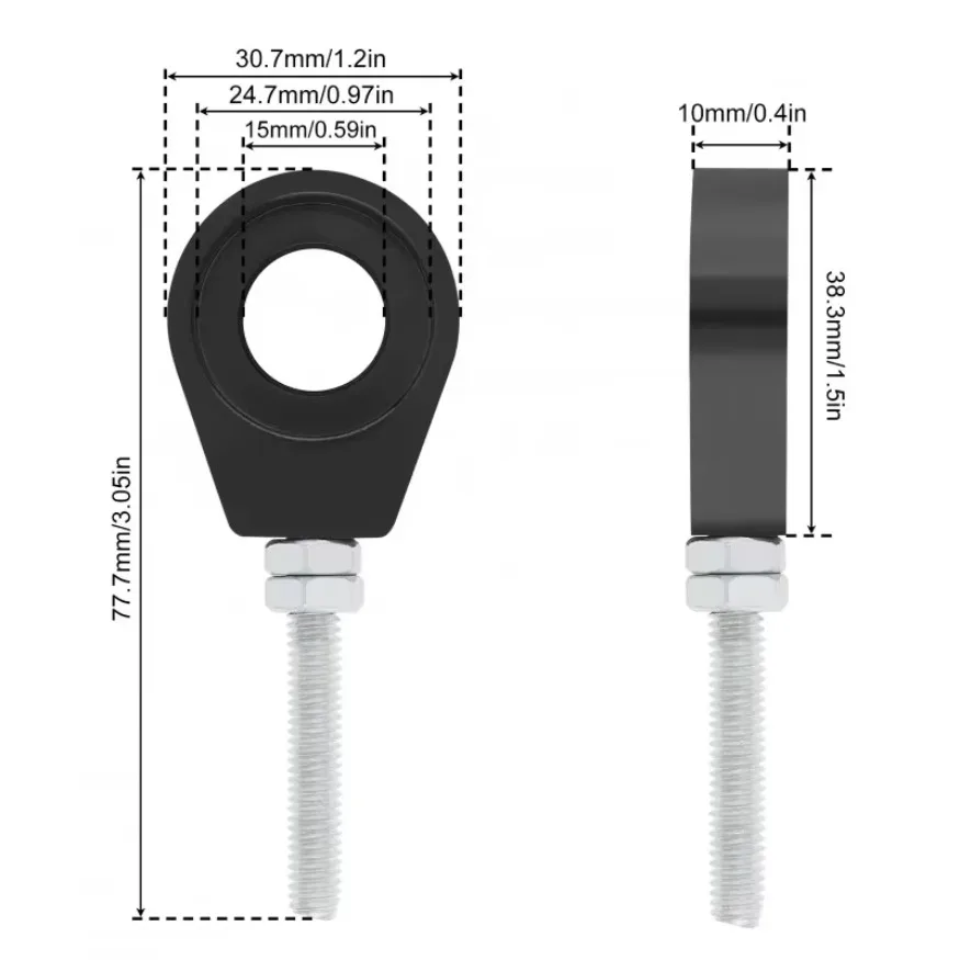 2x 15mm Aluminum Alloy Motorcycle Chain Tensioner Adjuster Fit for Honda / XR CRF 50 70 KLX110 / 50cc - 160cc Dirt Pit Bike