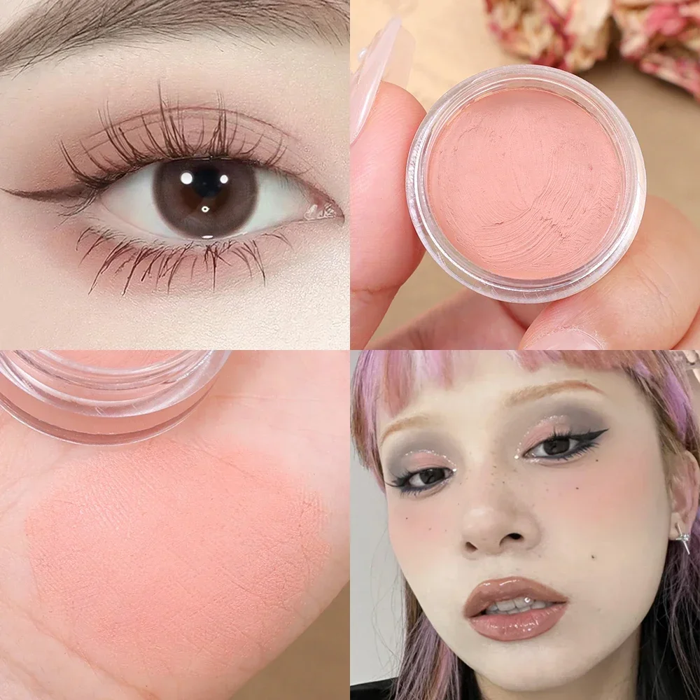 Crema de sombra de ojos mate, brillo, melocotón, rosa, púrpura, rubor, Nude, marrón, contorno facial, resistente al agua, sombra de ojos duradera, Base de imprimación de maquillaje