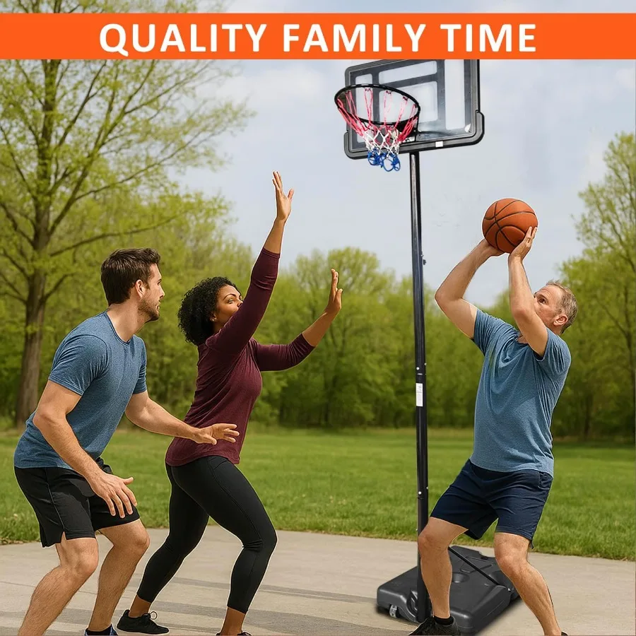 Outdoor Adjustable Portable Basketball Hoop Goal System for Backyard Driveway and Indoor Use with Durable Design and Easy Assem