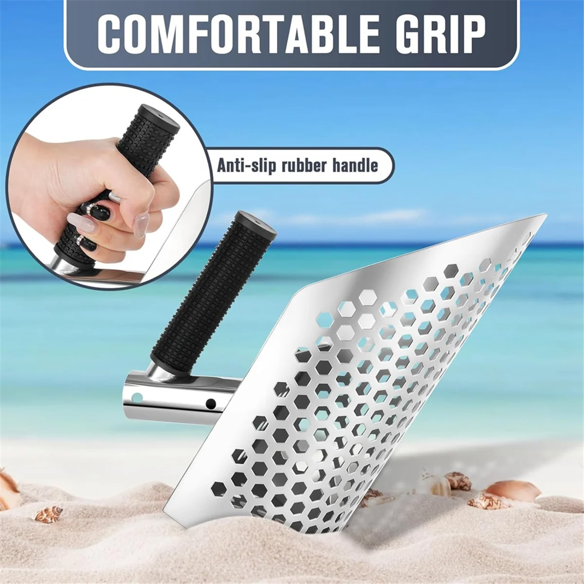 

2525+ Sand Scoop for Metal Detecting,Heavy Duty Metal Detecting Sand Scoop Treasure Finds Scoop, Digging Shovel Sifting Shovel