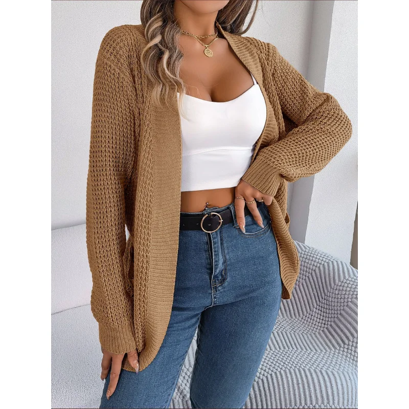 

2025 Autumn Winter Casual Pocket Long Sleeve Knitted Sweater Cardigan Hot-Selling Women's Fashion