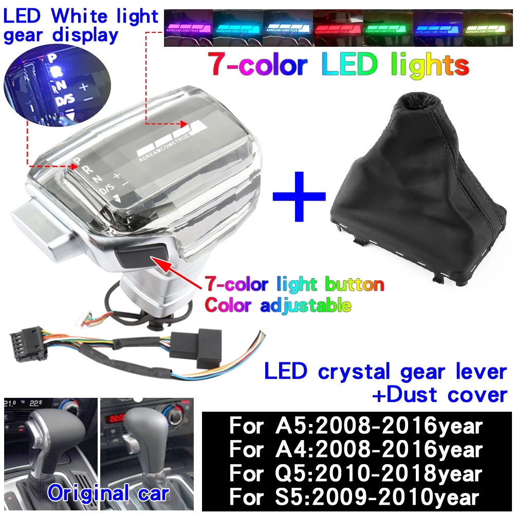 Led versnellingspookknop, schakelhendel, versnellingspook, versnellingshendel, auto-accessoires voor Audi A4 B8 A6 C6 C7 A7 S7 S6 Q7 Q5 8R A5 S5