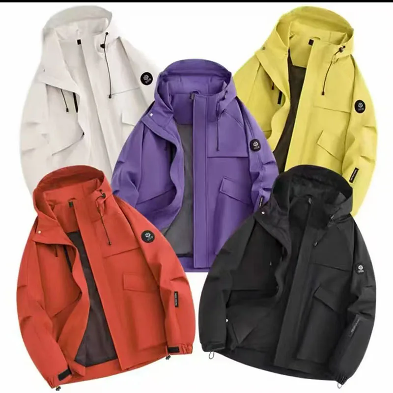 

New Fashion Cargo Jacket Men's Hooded Zipper Windbreaker Coat Outdoor Sport Windproof Hiking Climbing Trekking Versatile Jacket