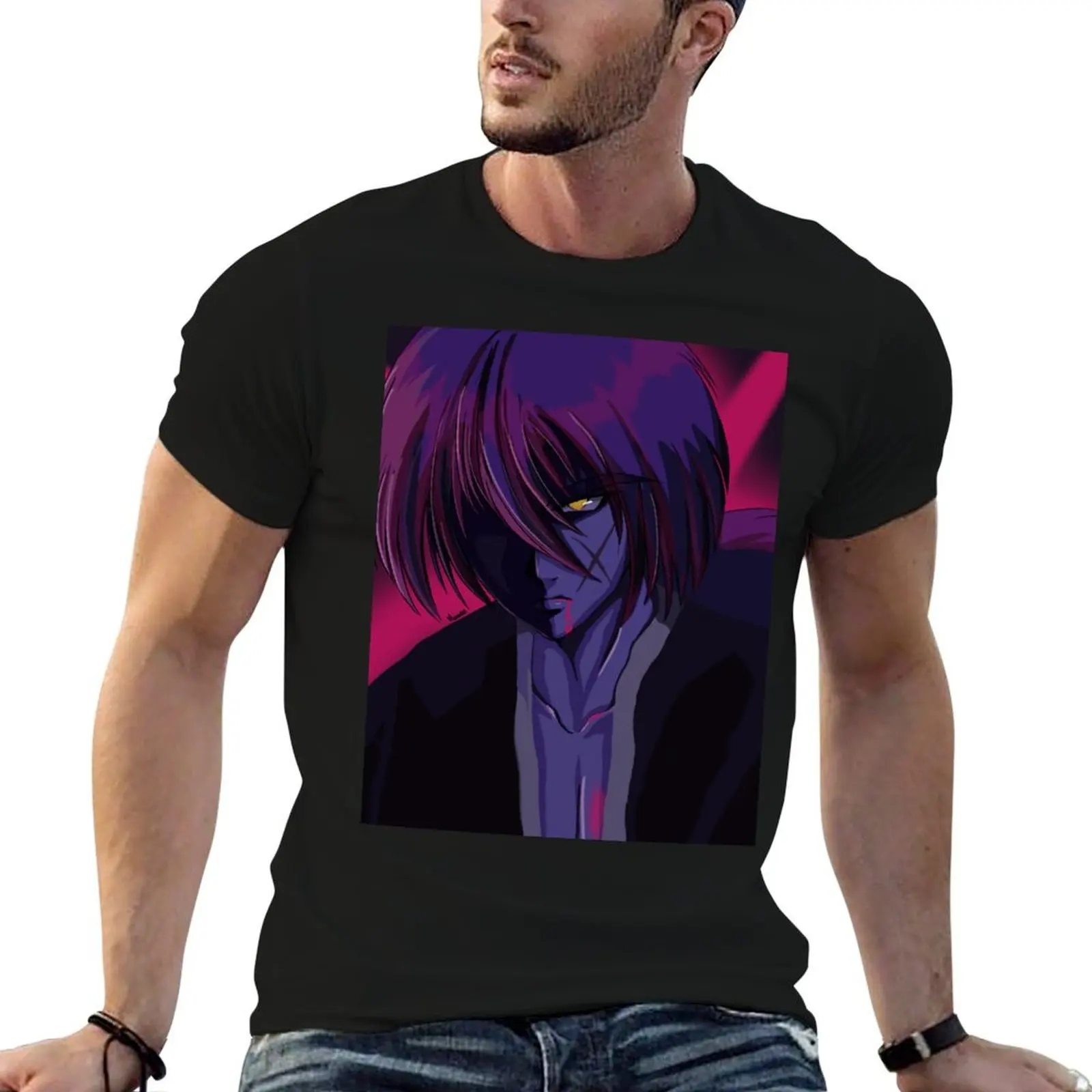 Camiseta Battousai-Rurouni Kenshin, camisetas para hombre, camiseta divertida de algodón para hombre, paquete de camisetas gráficas de algodón