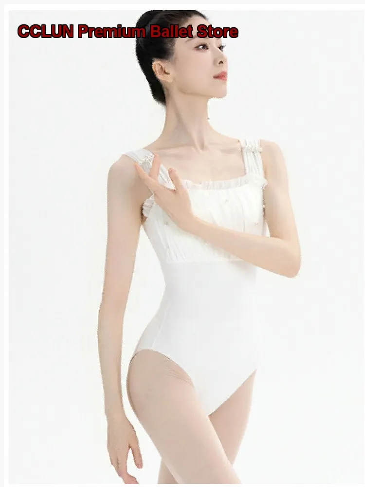 Women's Mesh Panel Cross Straps One-Piece Gymnastics Leotard Body Suit Basic Training Practice Leotard Unitard