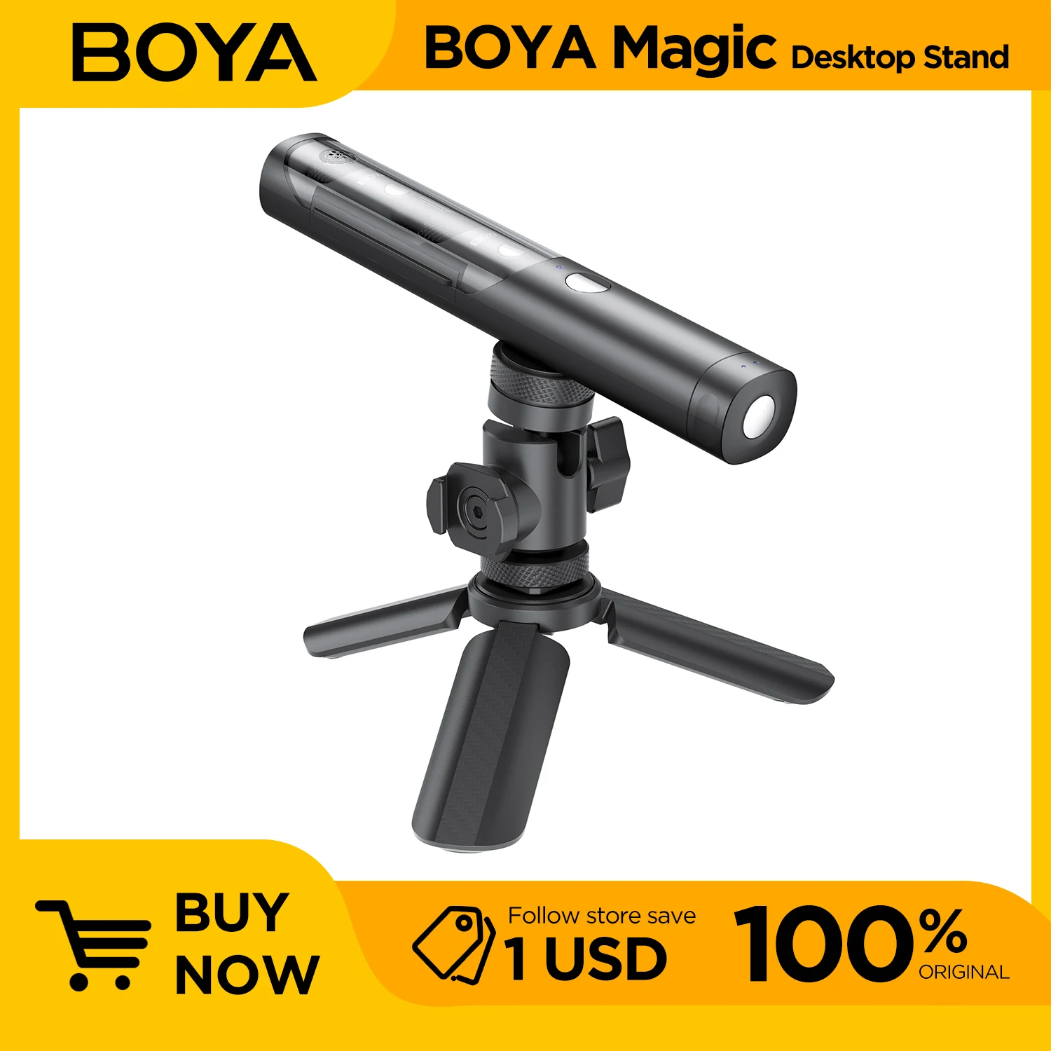 حامل ثلاثي القوائم سحري من BOYA لميكروفون سطح المكتب مع أقدام مطاطية غير قابلة للانزلاق وحامل ميكروفون مكتبي قابل للطي لاجتماعات البث