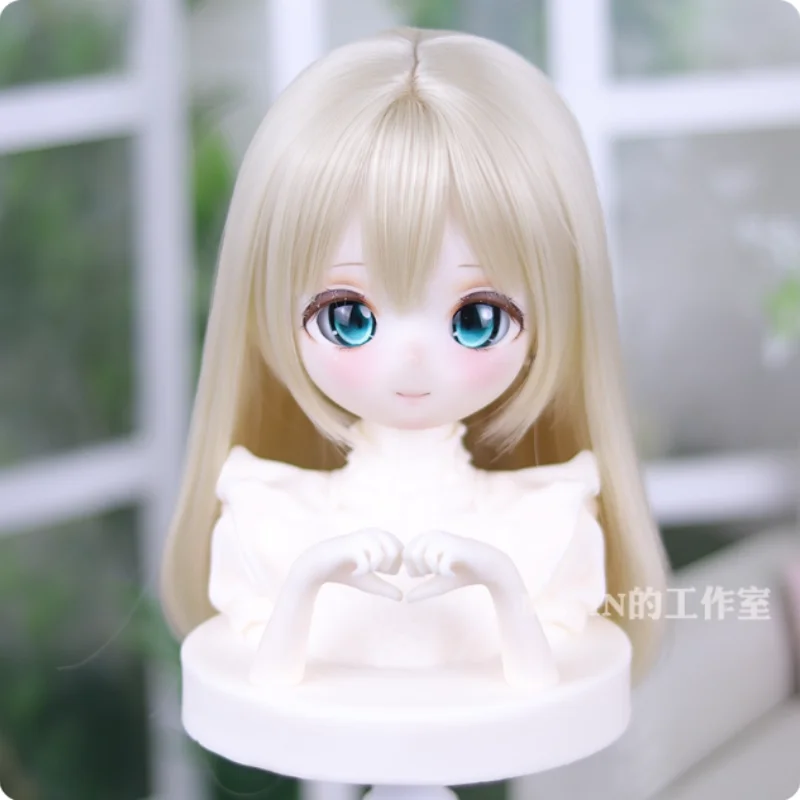 Perucas de boneca bjd, cabelo longo e reto de alta temperatura para 1/3 1/4 msd mdd, acessórios de cabelo para meninas, presente diy