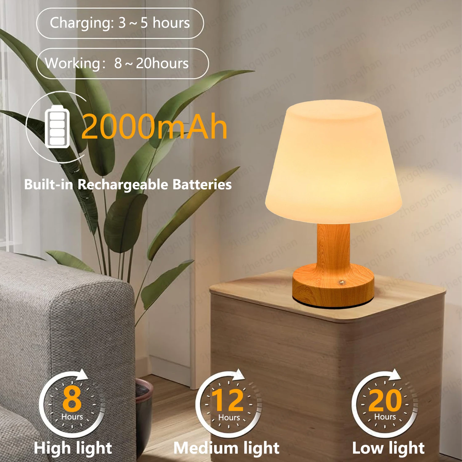 LED Table Lamp Touch Sensor Rechargeable Desktop Night Light Wireless Reading Lamp For Restaurant Hotel Bar Bedroom Decor Light