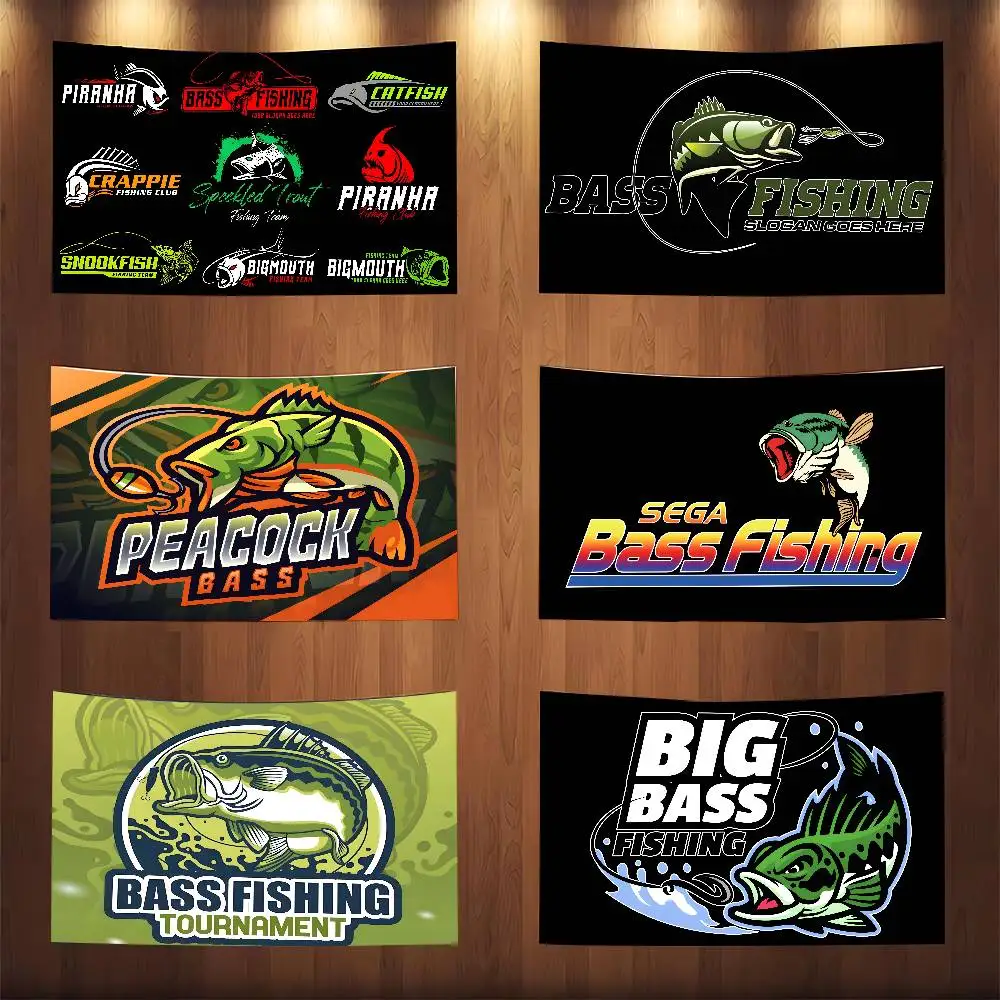 Bass Fishing Flag Banner Tapisserie Outdoor Dekore Garage Dekoration Lustige Flaggen für Schlafzimmer Flaga