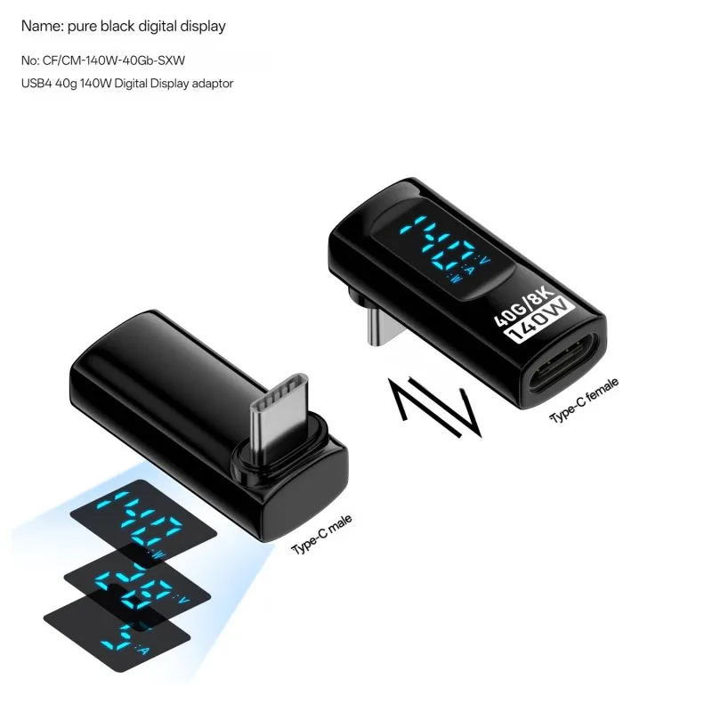 NNBILI PD 140 W USB C 90 Grad rechtwinkliger U-förmiger Typ-C-Adapter 40 Gbit/s Datenübertragung USB4.0 8K 60 Hz Video für Thunderbolt 3/4