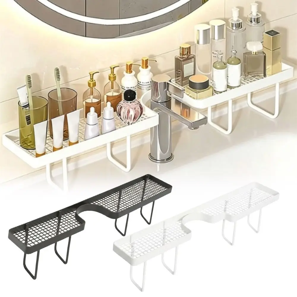 No-Drill Bathroom Storage Rack Rustproof Space Saving Faucet Sink Shelf Water Drainage Large Capacity Faucet Drain Organizer