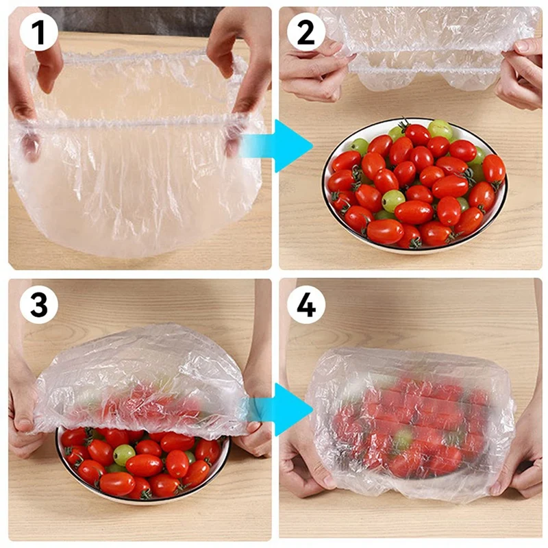 600Pcs Reusable Plastic Bags Food Cover Elastic Stretch Adjustable Bowl Lids Universal Wrap Seal Fresh Keeping Caps