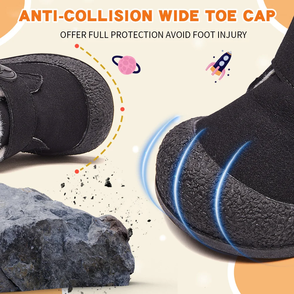 أحذية الثلوج الشتوية للأطفال الصغار من عمر 1-3 سنوات، أحذية خارجية مضادة للانزلاق مع بطانة من الفرو الصناعي القطيفة، خفيفة الوزن ودافئة للأولاد #5