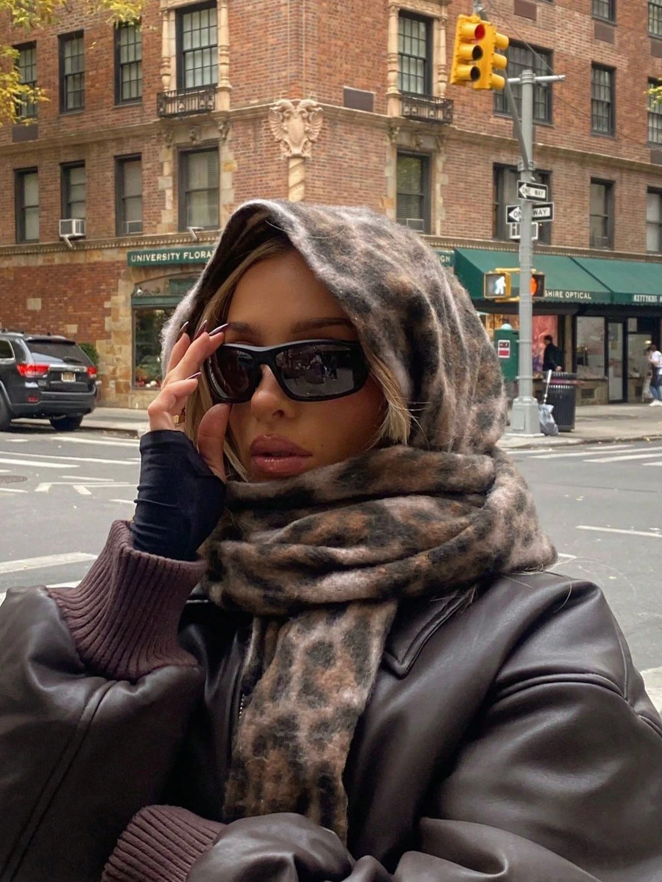 1PC Fashion Leopard Print Warm Women's Dark Brown Scarf Shawl Thick Bohemian Autumn Winter Wraps Scarf Suitable for Daily Wear image 2