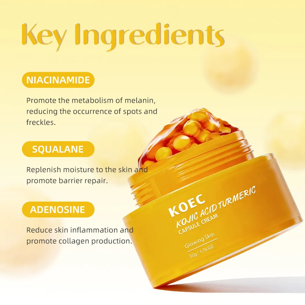 50g Turmeric Capsule Cream Anti-Wrinkle Hydrating Glowing Increase Elasticity 5% Niacinamide Hydrolyzed SQUALANE