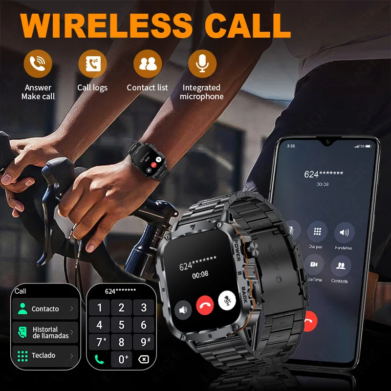 LIGE 2025 Jam Tangan Pintar Militer Kasar Jam Tangan Pintar Pria Luar Ruangan LP68 Tahan Air 1.95 "Al Voice BT Call Man Jam Tangan Pintar untuk Android IOS