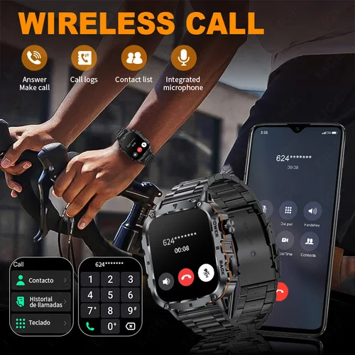 Imagen 2 del producto LIGE 2025 reloj inteligente militar resistente para hombres relojes al aire libre lP68 impermeable 1,95 ""Al voz BT llamada hombre Smartwatch para Android IOS