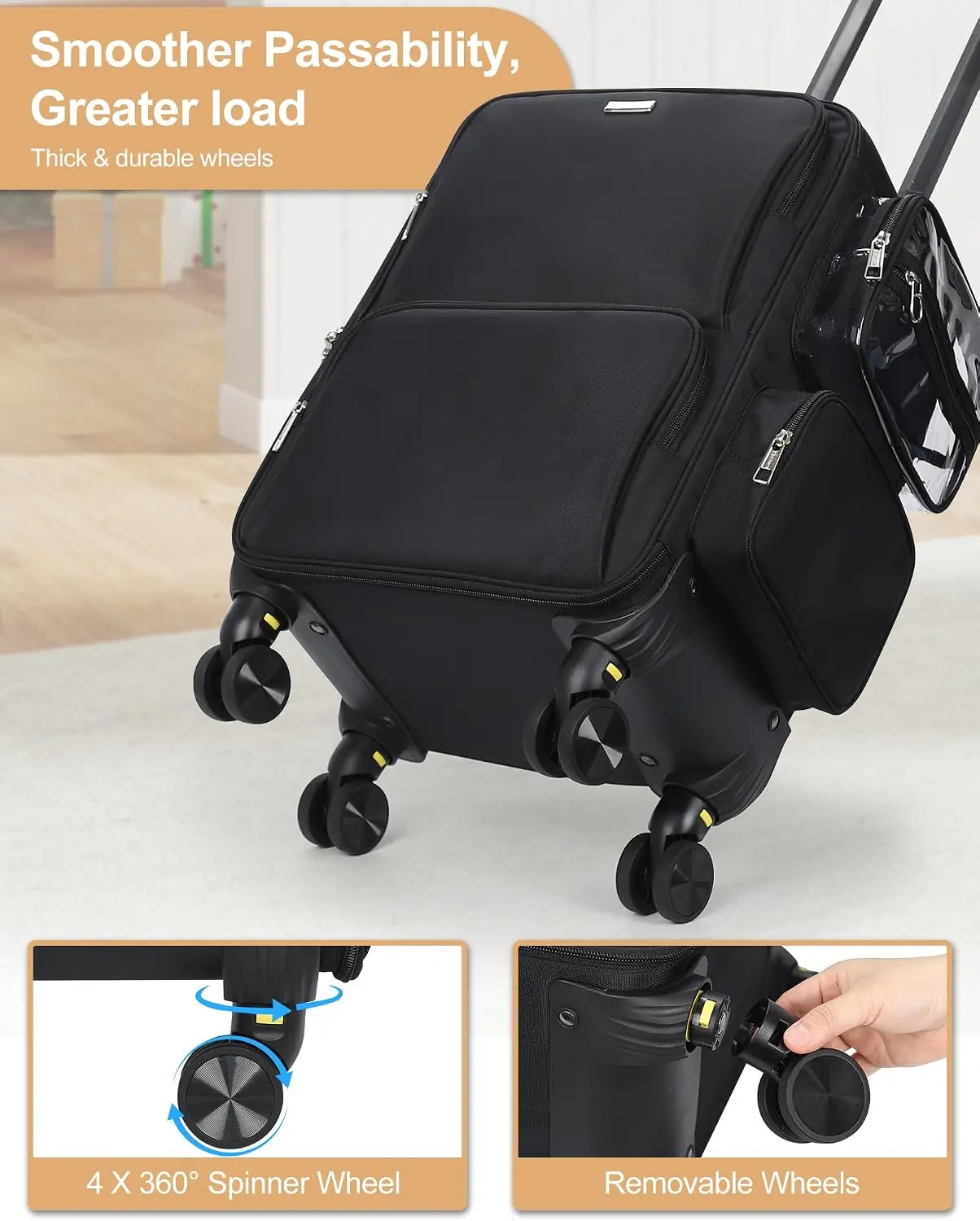 Rolling Makeup Case Professional Makeup Artist Bag Extra Large Makeup Train Case Cosmetology Case On Wheels Cosmetic Brush Organ