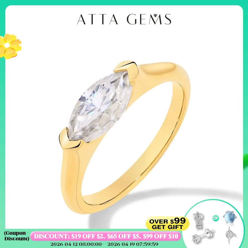 

ATTAGEMS S925 Серебряные однотонные бриллианты 14 к, 18 к золотого камня, огранка 1 карат, бриллиант, цвет кольца для мужчин и женщин D с сертифицированными ювелирными изделиями