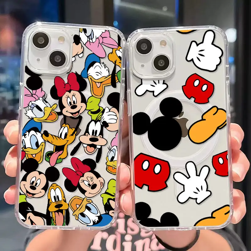 Cute Cool Cartoon Mickey Minnie Magsafe Magnetic Phone Case for Samsung Galaxy S25 S24 S23 S22 S21 S20 FE Plus Ultra 5G Cover