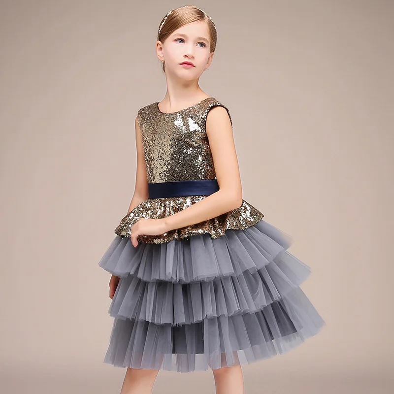 Birthday Party Dress For Kids Girl Pleat Tulle Short Formal Communion Princess Gowns Flower Girl Dresses For Wedding