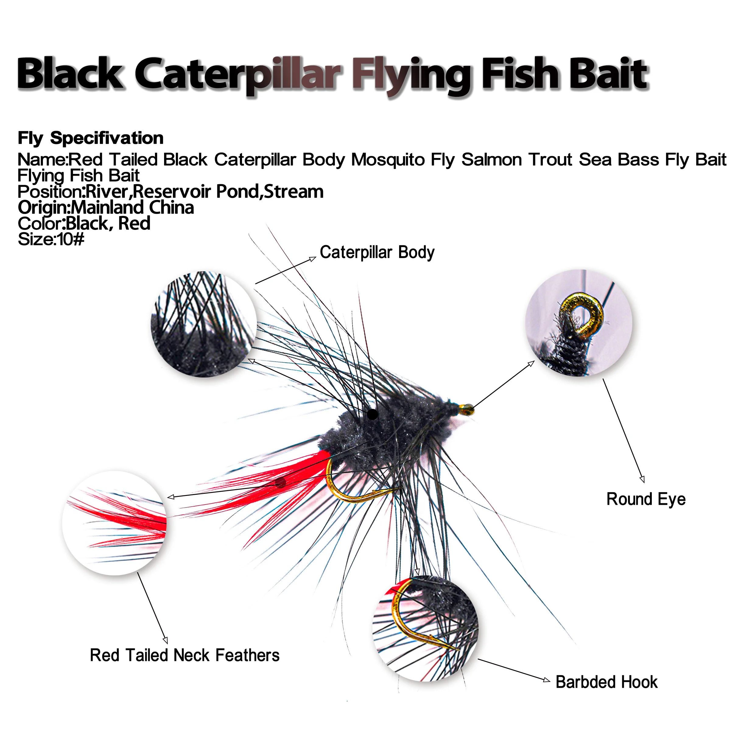 12PCS Bugger Red Tail Angeln Fliegen Köder Lockt Mayfly Dry Fly Forelle Angeln Fliegen Haken Künstliche Insekten Köder