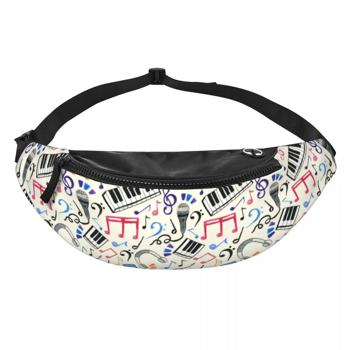 Good Beat Music Notes Fanny Pack Women Men Classic Music Piano Lover Crossbody Waist Bag for Camping Biking Phone Money Pouch