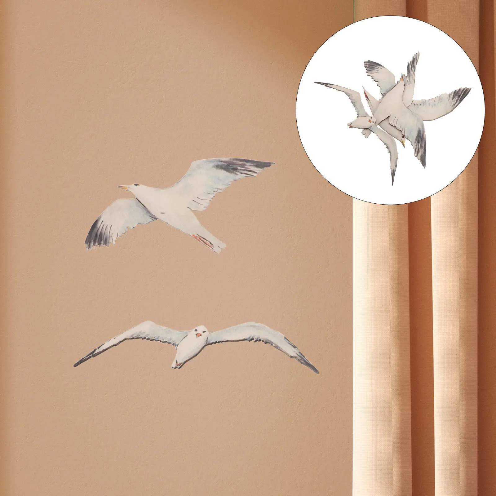 3Pcs Coastal Seagull Wall Hanging Wood Decor Nautical Ocean Theme Rustic Mediterranean Style Beach Room Bathroom Wall Decoration