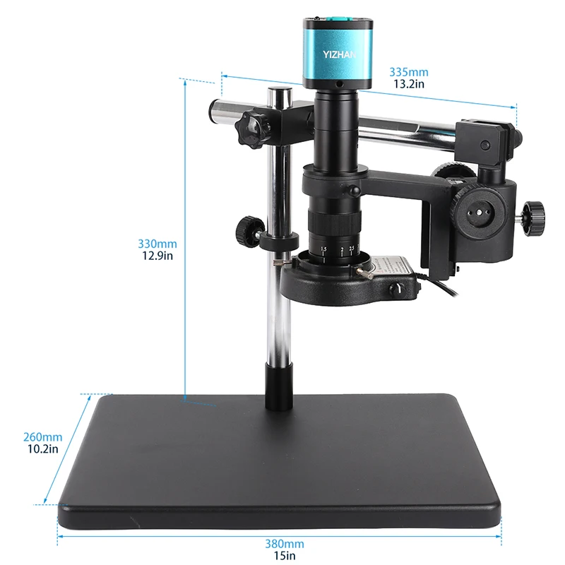 Imagem -02 - Câmera de Microscópio Eletrônico de Vídeo Digital 4k 48mp Usb Hdmi 130x 150x 180x Zoom Lente de Montagem c Luz Led Ferramentas de Reparo de Telefone de Laboratório