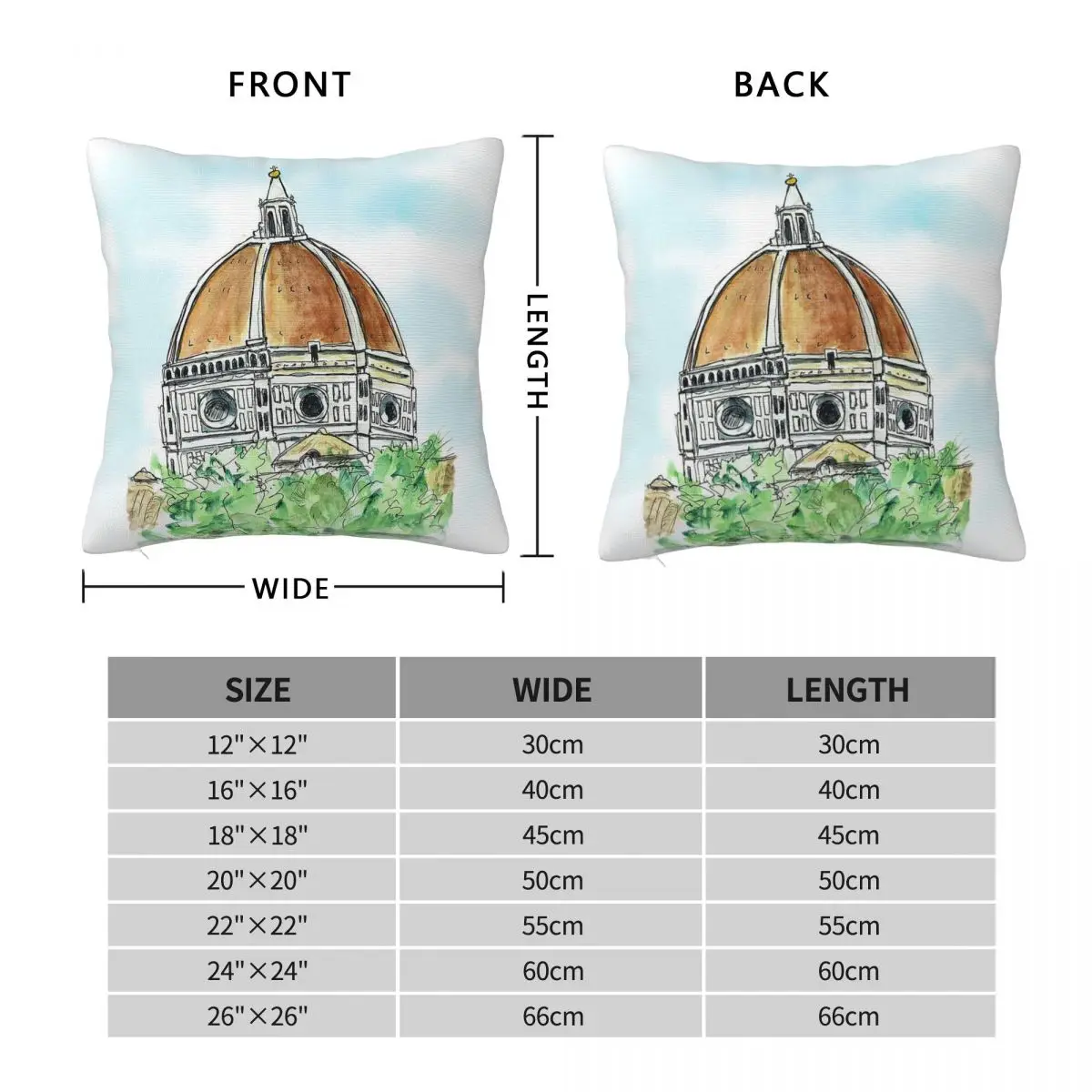 Florence Duomo Cathedral Square Pillowcase Polyester Linen Velvet Pattern Zip Decorative Throw Pillow Case Car Cushion Case 18