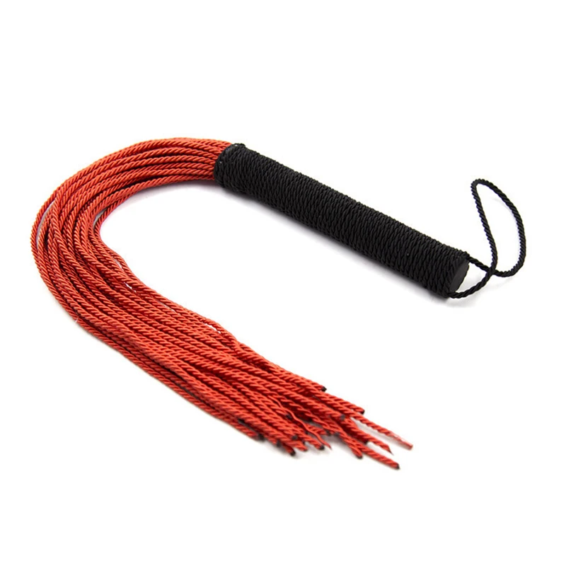 

48cm Two Color Splicing Nylon Tassels Loose Whip Riding Crop Flogger Paddle Slapper Horse Training Dressage Whips