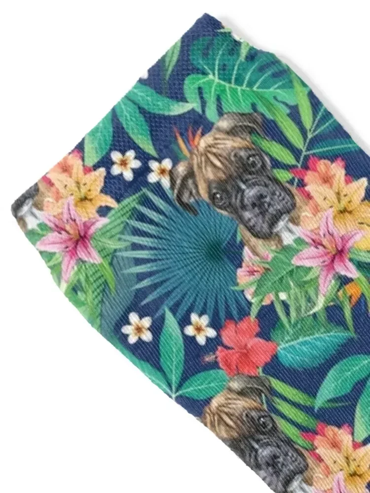 Tropical Brindle Boxer Dog 2 Socks hip hop luxury Men Socks Women's