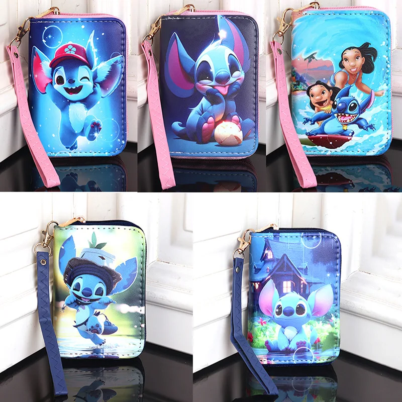 Disney Mini Stitch Wallet for Women Kawaii Cartoon Coin Purse Pu Leather Handbag Durable Portable Lightweight